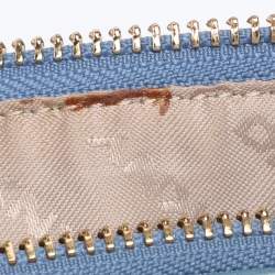 Pre Owned DKNY Blue Saffiano Leather Boston Bag