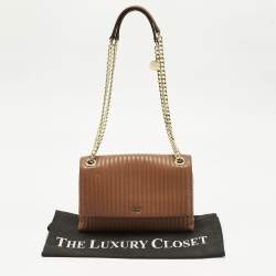 Pre Owned DKNY Brown Quilted Leather Gansevoort Flap Shoulder Bag