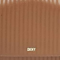 Pre Owned DKNY Brown Quilted Leather Gansevoort Flap Shoulder Bag
