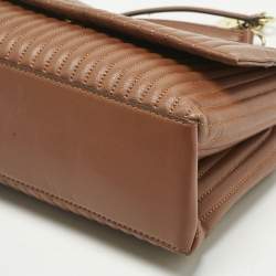 Pre Owned DKNY Brown Quilted Leather Gansevoort Flap Shoulder Bag