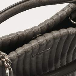 Pre Owned DKNY Grey Stripe Leather Gansevoort Tote