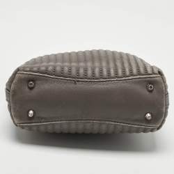 Pre Owned DKNY Grey Stripe Leather Gansevoort Tote