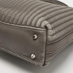 Pre Owned DKNY Grey Stripe Leather Gansevoort Tote