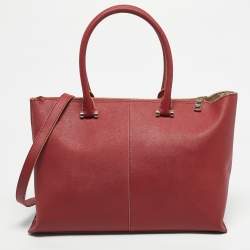 Pre Owned DKNY Red Leather Bryant Park Top Zip Tote