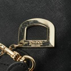 Pre Owned DKNY Black Leather Charm Hobo