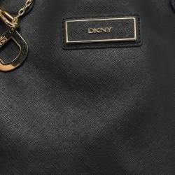 Pre Owned DKNY Black Leather Charm Hobo