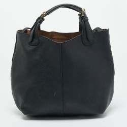 Pre Owned DKNY Black Leather Charm Hobo