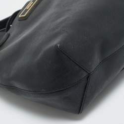 Pre Owned DKNY Black Leather Charm Hobo