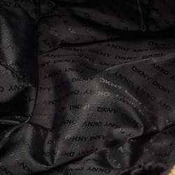 Pre Owned DKNY Black Pebbled Leather Padlock Dome Satchel