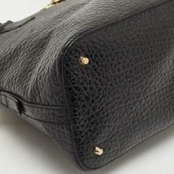 Pre Owned DKNY Black Pebbled Leather Padlock Dome Satchel