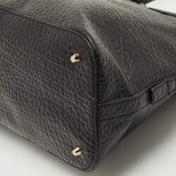 Pre Owned DKNY Black Pebbled Leather Padlock Dome Satchel