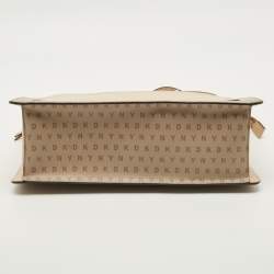 Pre Owned DKNY Beige Monogram Coated and Leather Large Bryant Chain Zip Tote