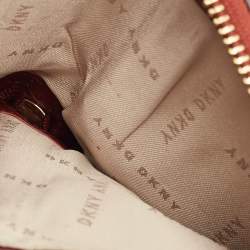 Pre Owned DKNY Burgundy Leather Bryant Zip Around Compact Wallet