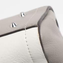 Pre Owned DKNY White/Grey Leather Top Handle Bag