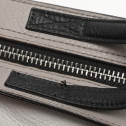 Pre Owned DKNY White/Grey Leather Top Handle Bag