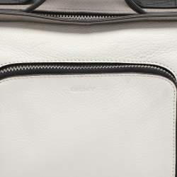 Pre Owned DKNY White/Grey Leather Top Handle Bag