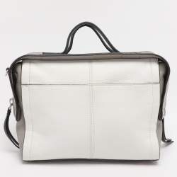 Pre Owned DKNY White/Grey Leather Top Handle Bag