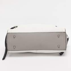 Pre Owned DKNY White/Grey Leather Top Handle Bag