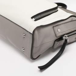 Pre Owned DKNY White/Grey Leather Top Handle Bag