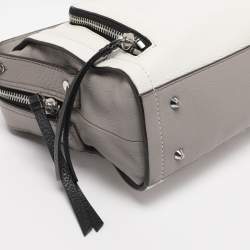 Pre Owned DKNY White/Grey Leather Top Handle Bag