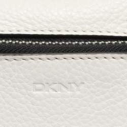 Pre Owned DKNY White/Grey Leather Top Handle Bag