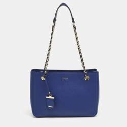 Pre Owned DKNY Blue Leather Bryant Park Chain Tote