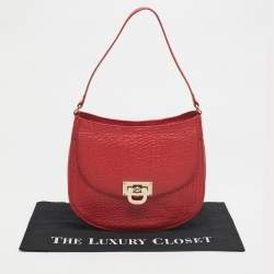 Pre Owned DKNY Red Pebbled Leather Shoulder Bag