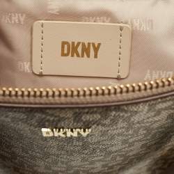 Pre Owned DKNY Beige Signature Coated Canvas Belle Satchel