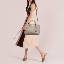 Pre Owned DKNY Beige Signature Coated Canvas Belle Satchel