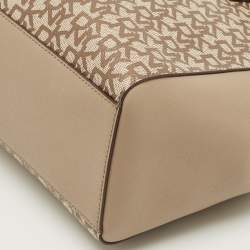 Pre Owned DKNY Beige Signature Coated Canvas Belle Satchel