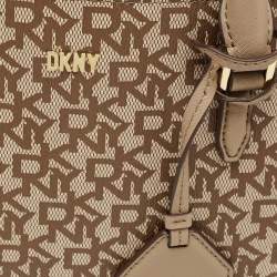 Pre Owned DKNY Beige Signature Coated Canvas Belle Satchel