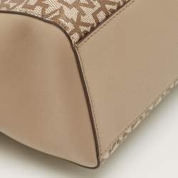 Pre Owned DKNY Beige Signature Coated Canvas Belle Satchel