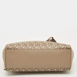 Pre Owned DKNY Beige Signature Coated Canvas Belle Satchel