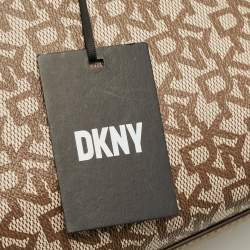 Pre Owned DKNY Beige Signature Coated Canvas Belle Satchel