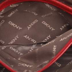 Pre Owned DKNY Red Quilted Leather Flap Chain Crossbody Bag