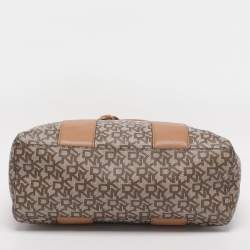 Pre Owned DKNY Beige Coated Canvas and Leather Satchel