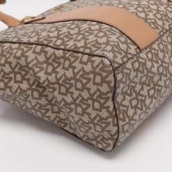 Pre Owned DKNY Beige Coated Canvas and Leather Satchel