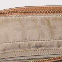 Pre Owned DKNY Beige Coated Canvas and Leather Satchel