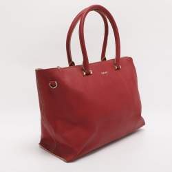 Pre Owned DKNY Red Leather Bryant Park Top Zip Tote