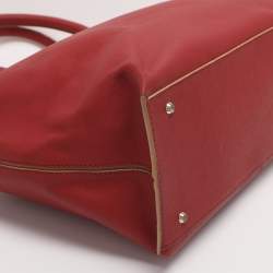 Pre Owned DKNY Red Leather Bryant Park Top Zip Tote