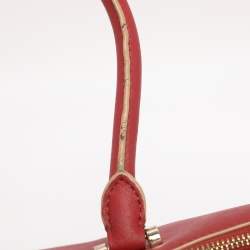 Pre Owned DKNY Red Leather Bryant Park Top Zip Tote