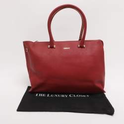 Pre Owned DKNY Red Leather Bryant Park Top Zip Tote