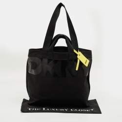 Pre Owned Dkny Black Canvas Logo Tote