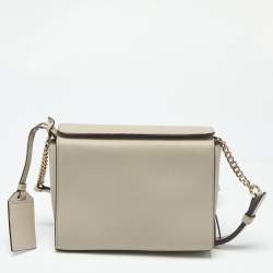 Pre Owned Dkny Light Grey Leather Bryant Park Pocket Crossbody Bag