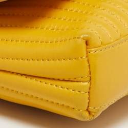 Pre Owned DKNY Yellow Pinstripe Quilted Leather Small Gansevoort Flap Shoulder Bag