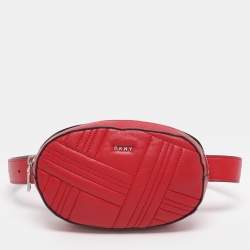 Pre Owned DKNY Red Leather Belt Bag