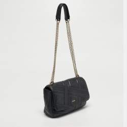 Pre Owned DKNY Black Quilted Leather Allen Flap Shoulder Bag