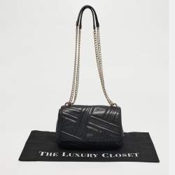 Pre Owned DKNY Black Quilted Leather Allen Flap Shoulder Bag