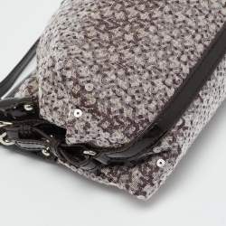 مملوكة مسبقًا DKNY Monogram Plum Fabric, Patent Leather and Sequins Shoulder Bag