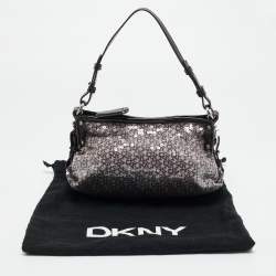 مملوكة مسبقًا DKNY Monogram Plum Fabric, Patent Leather and Sequins Shoulder Bag